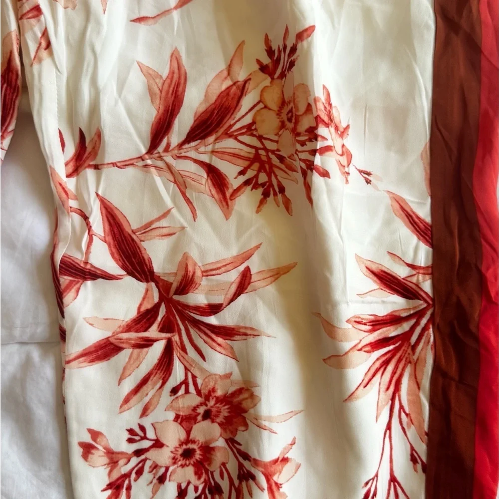 Joie Women's Floral Print Silk Pants with Striped Sides - Picture 6 of 8